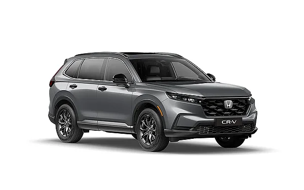 Honda CR-V e:HEV Elegance in Canyon River Blue, Seitenansicht schräg von vorn