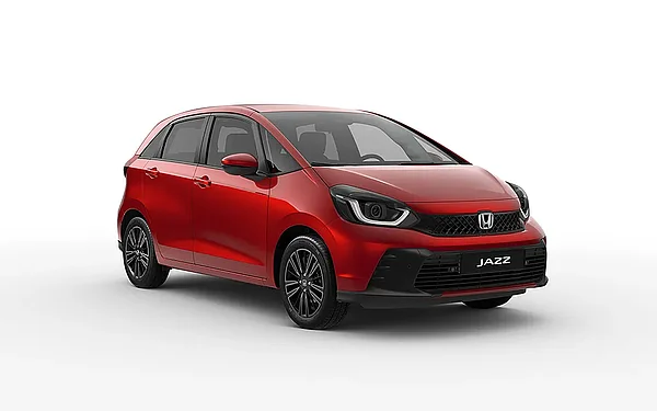 Honda Jazz e:HEV Elegance in Seabed Blue, Seitenansicht schräg von vorn